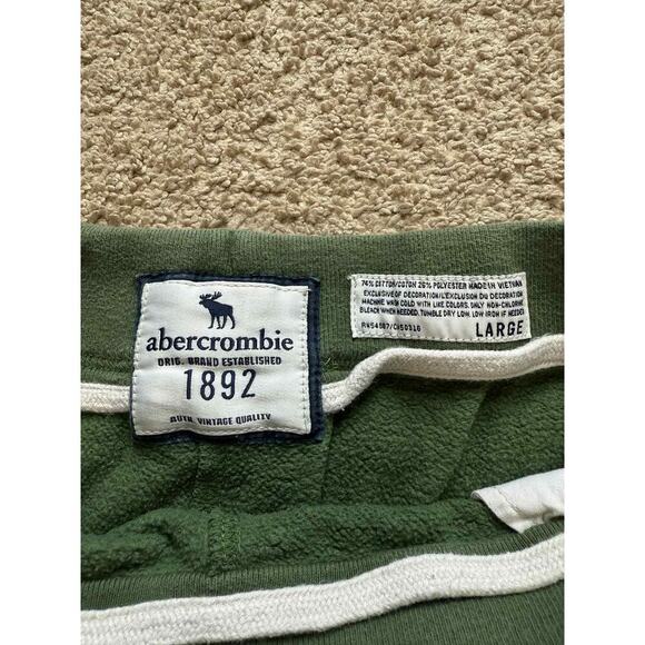 Y2K Abercrombie 1892 Cotton Blend Drawstring Waist Sweat Short Green Boys Size L - Picture 4 of 8